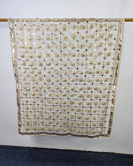 Organza with Handmade Golden Gotta + Mirror Work Dupatta (Dyeable)