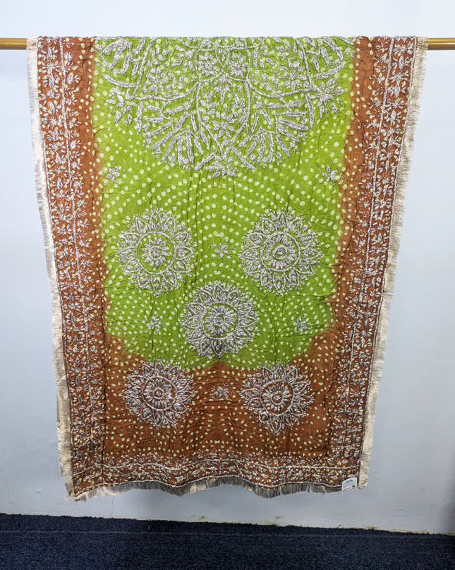 Premium Handmade Chunnri & Gotta Work Silk Dupatta (Ready To Wear)