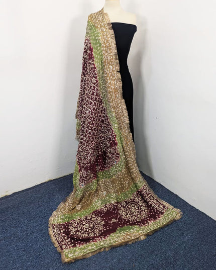 Handmade Chunnri Gotta & Mirror Work Silk Dupatta (Ready To Wear)