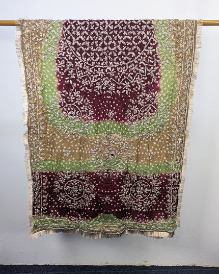 Handmade Chunnri Gotta & Mirror Work Silk Dupatta (Ready To Wear)