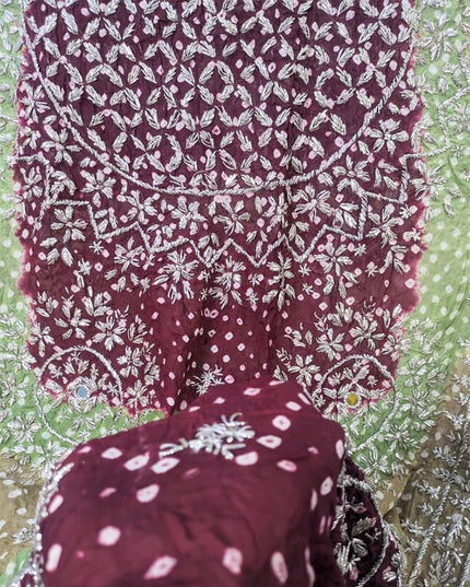 Handmade Chunnri Gotta & Mirror Work Silk Dupatta (Ready To Wear)