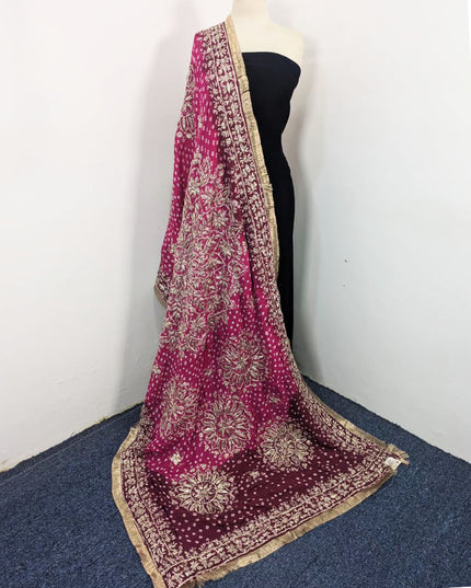 Premium Handmade Chunnri & Gotta Work Silk Dupatta (Ready To Wear)