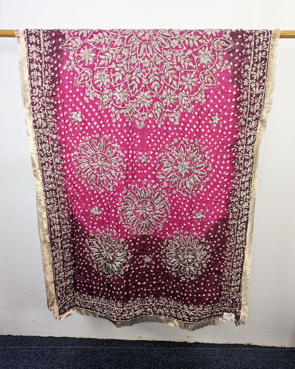 Premium Handmade Chunnri & Gotta Work Silk Dupatta (Ready To Wear)
