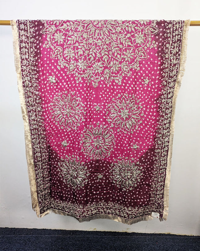 Premium Handmade Chunnri & Gotta Work Silk Dupatta (Ready To Wear)