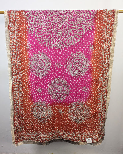 Premium Handmade Chunnri & Gotta Work Silk Dupatta (Ready To Wear)