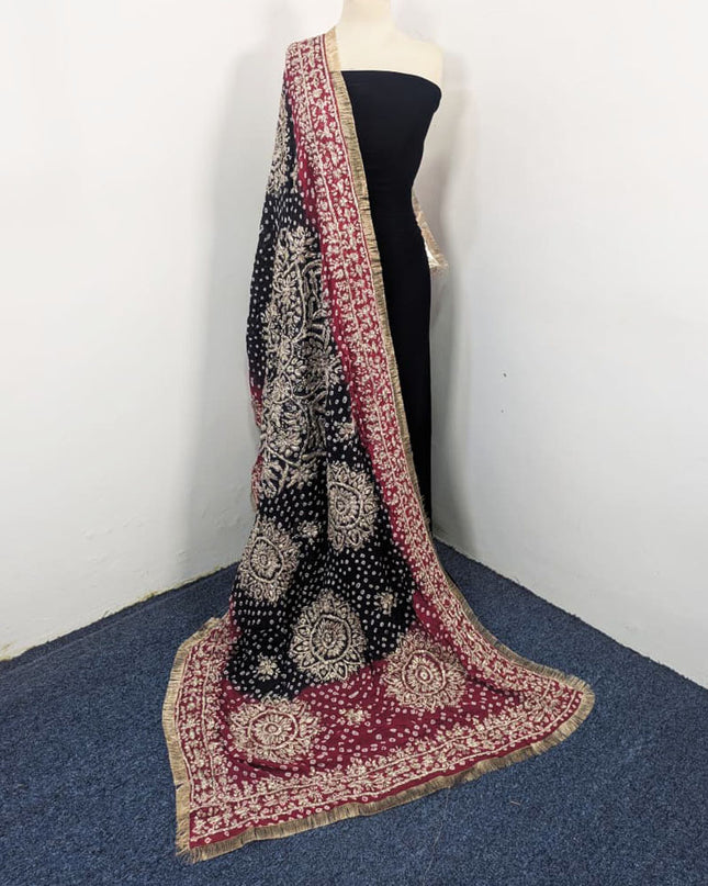 Premium Handmade Chunnri & Gotta Work Silk Dupatta (Ready To Wear)