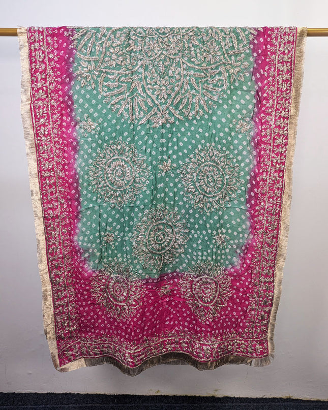 Premium Handmade Chunnri & Gotta Work Silk Dupatta (Ready To Wear)