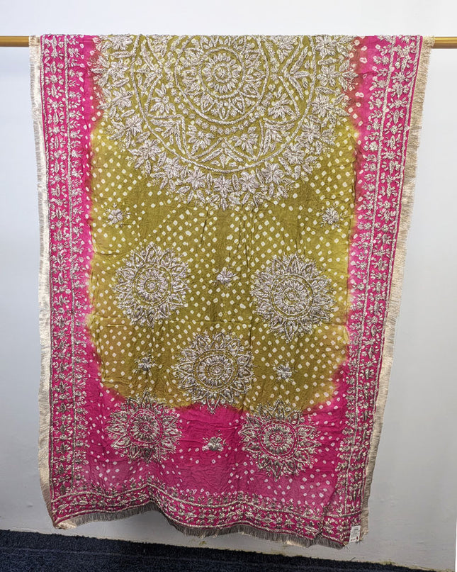 Premium Handmade Chunnri & Gotta Work Silk Dupatta (Ready To Wear)