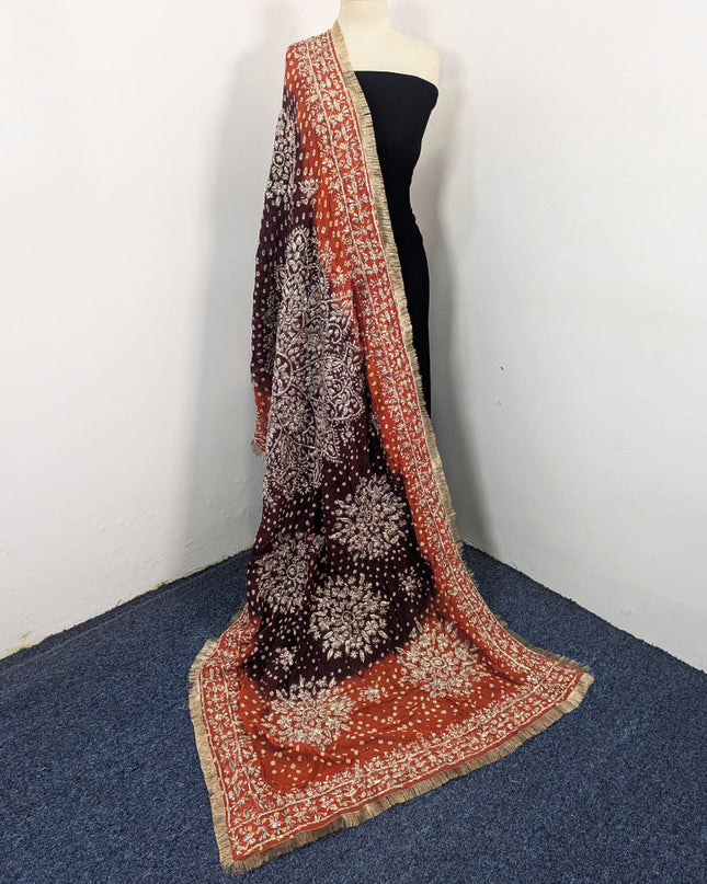 Premium Handmade Chunnri & Gotta Work Silk Dupatta (Ready To Wear)