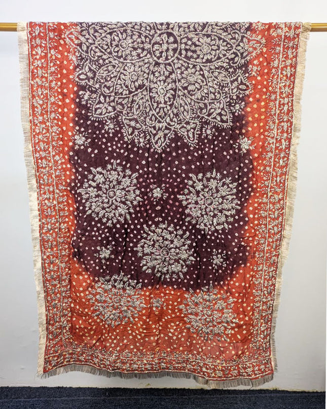 Premium Handmade Chunnri & Gotta Work Silk Dupatta (Ready To Wear)