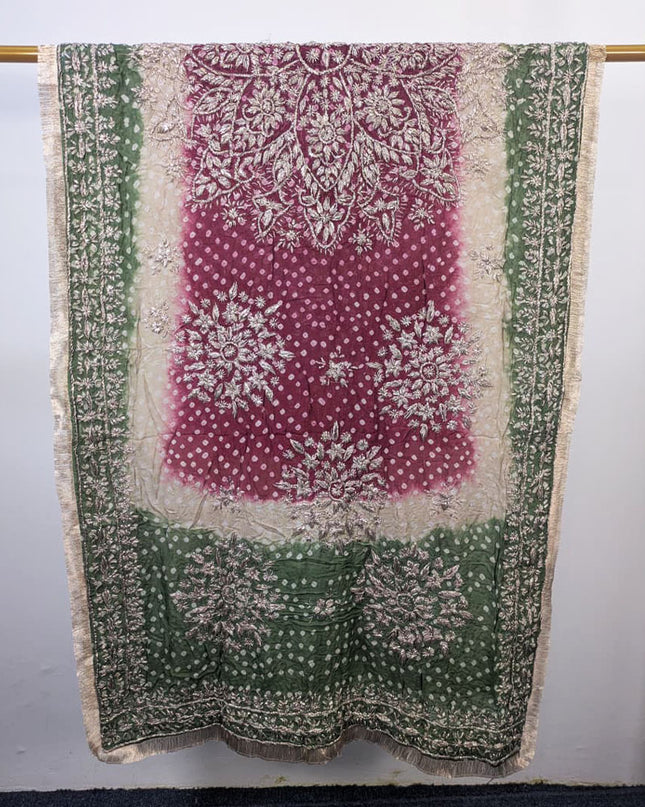 Premium Handmade Chunnri & Gotta Work Silk Dupatta (Ready To Wear)