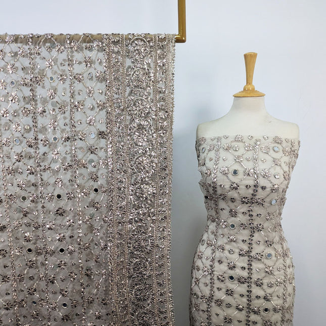 Handmade Gotta & Mirror Work Organza 2Pc Unstitched (Dyeable)