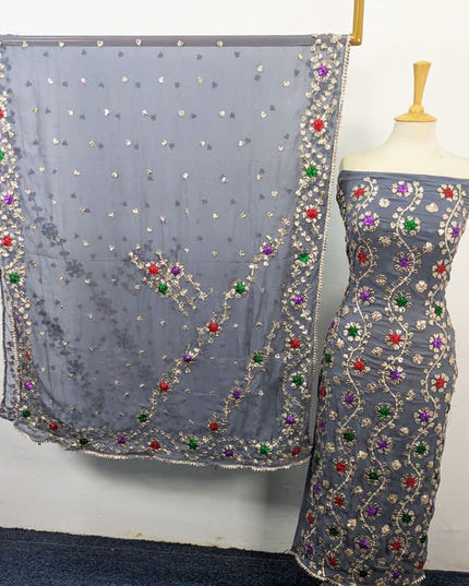 Chiffon with Full Jaal Multicolor Gotta Work Shirt Dupatta 2Pc Unstitched