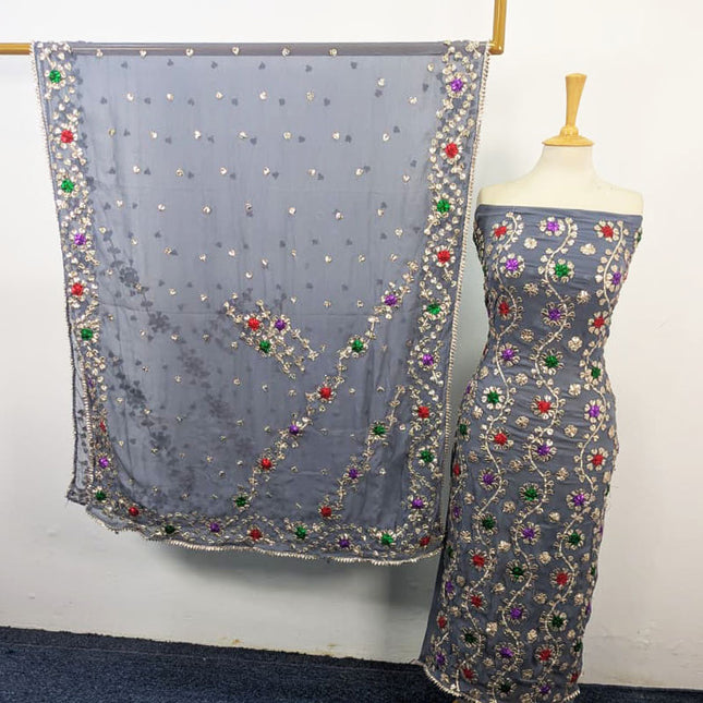 Chiffon with Full Jaal Multicolor Gotta Work Shirt Dupatta 2Pc Unstitched