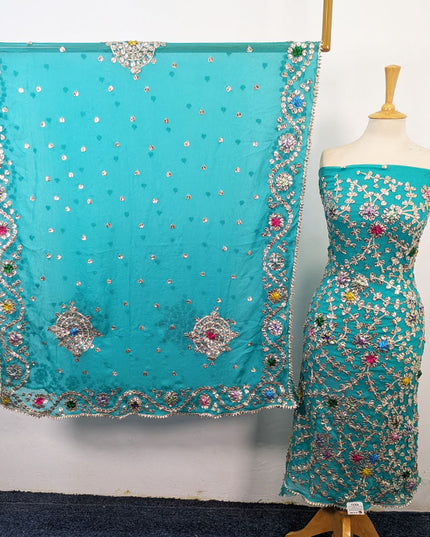 Fancy Handmade Full Jaal Multicolor Gotta Work Chiffon 2Pc Unstitched