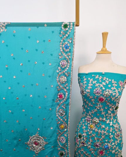 Fancy Handmade Full Jaal Multicolor Gotta Work Chiffon 2Pc Unstitched