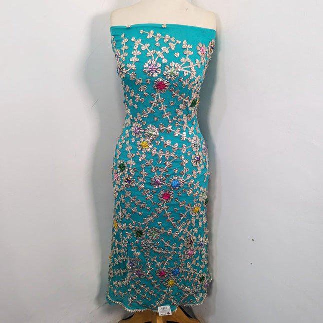 Fancy Handmade Full Jaal Multicolor Gotta Work Chiffon 2Pc Unstitched