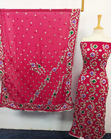 Chiffon with Full Jaal Multicolor Gotta Work Shirt Dupatta 2Pc Unstitched