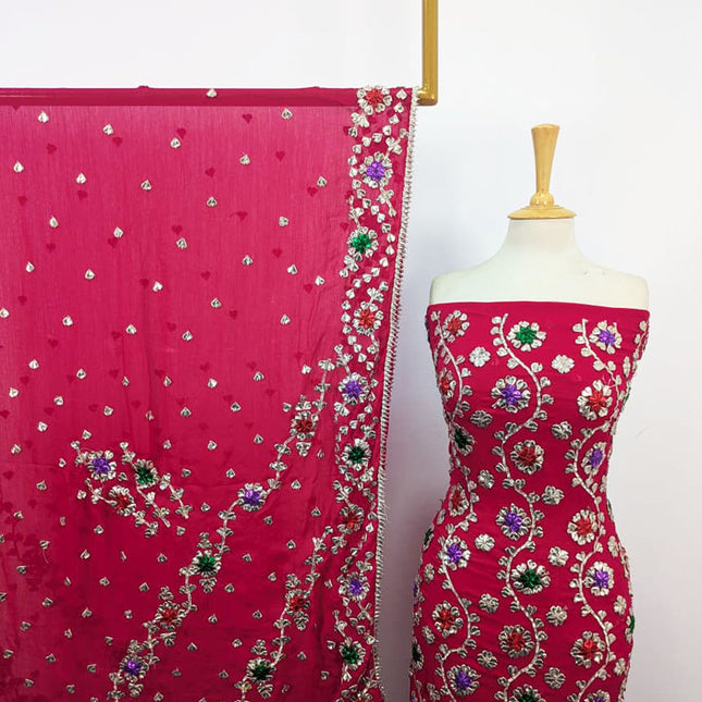 Chiffon with Full Jaal Multicolor Gotta Work Shirt Dupatta 2Pc Unstitched