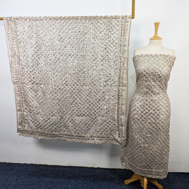 Organza with Full Jaal Gotta Work Shirt Dupatta 2Pc Unstitched (Dyeable)