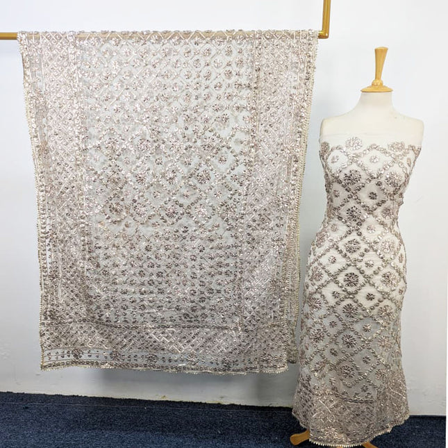 Handmade Full Jaal Gotta Work Organza 2Pc Unstitched (Dyeable)