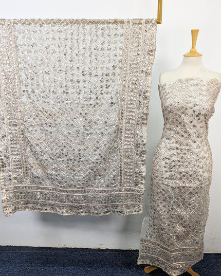 Dyeable Organza with Full Jaal Gotta Work Shirt Dupatta 2Pc Unstitched