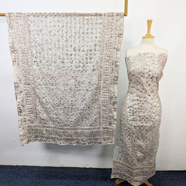 Dyeable Organza with Full Jaal Gotta Work Shirt Dupatta 2Pc Unstitched