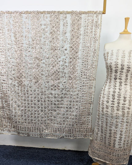 Fancy Handmade Full Jaal Gotta Work Organza 2Pc Unstitched (Dyeable)