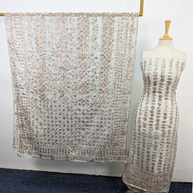 Fancy Handmade Full Jaal Gotta Work Organza 2Pc Unstitched (Dyeable)