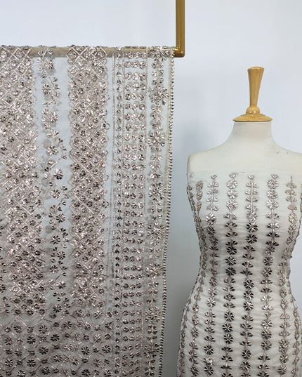 Fancy Handmade Full Jaal Gotta Work Organza 2Pc Unstitched (Dyeable)