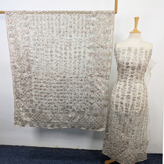 Organza with Full Jaal Gotta Work Shirt Dupatta 2Pc Unstitched (Dyeable)