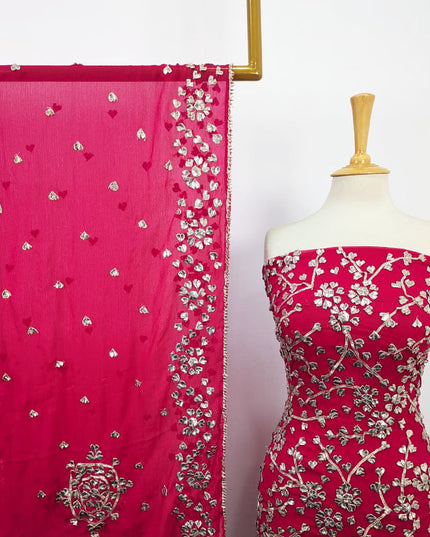 Fancy Chiffon with Full Jaal Gotta Work Shirt & 4 Sided Border Dupatta 2Pc Unstitched