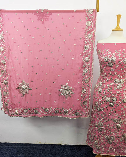 Fancy Chiffon with Full Jaal Gotta Work Shirt & 4 Sided Border Dupatta 2Pc Unstitched