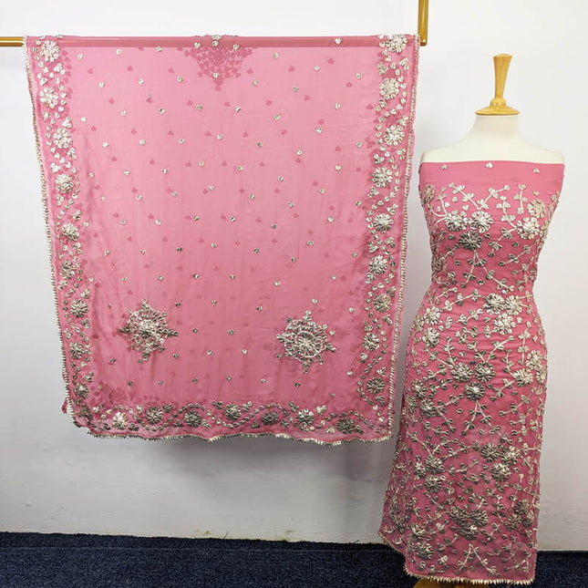 Fancy Chiffon with Full Jaal Gotta Work Shirt & 4 Sided Border Dupatta 2Pc Unstitched