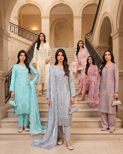 Fancy Shisha Silk with Adda Work Shirt & Dupatta 3Pc - Mah e Rooh (Elzoria)