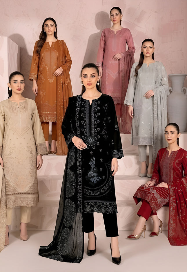 Embroidered Karandi Lawn with Crinkle Chiffon Dupatta 3Pc - Mah e Rooh (Mehak)