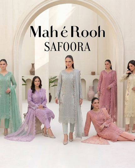 Exclusive Embroidered Net with Fancy Net Dupatta 3Pc - Mah e Rooh (Safoora)