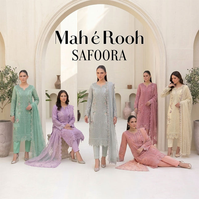 Exclusive Embroidered Net with Fancy Net Dupatta 3Pc - Mah e Rooh (Safoora)