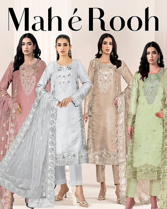 Embroidered Adda Work Tissue Silk with Fancy Net Dupatta - Mah e Rooh Vol A-2704