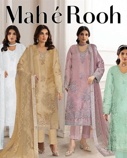 Fancy Embroidered Shisha Silk with Net Dupatta - Mah e Rooh Vol A-2719