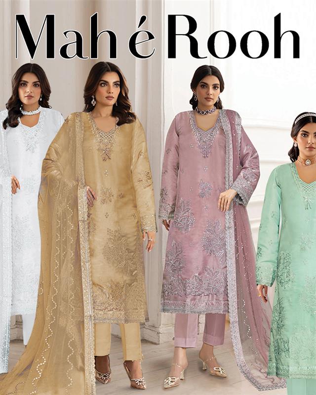 Fancy Embroidered Shisha Silk with Net Dupatta - Mah e Rooh Vol A-2719