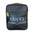 GUCCI Logo Grained Calfskin Leather Messenger Bag Black 574803