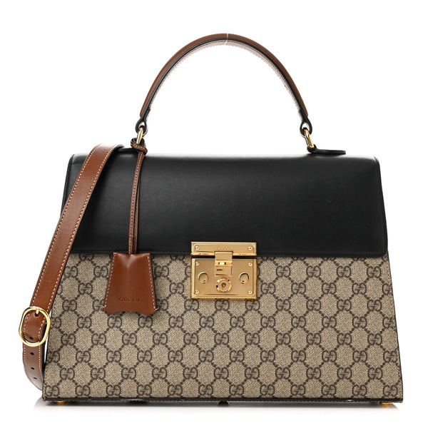 GUCCI  Medium Padlock GG Supreme Monogram Top Handle Bag