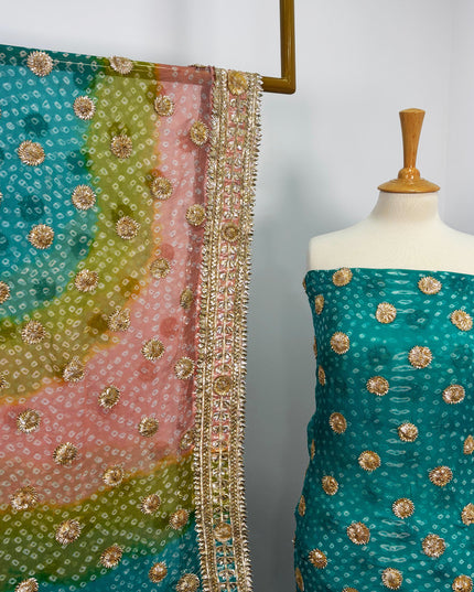 Handmade Pure China Crinkle Gotta+Chunri Work