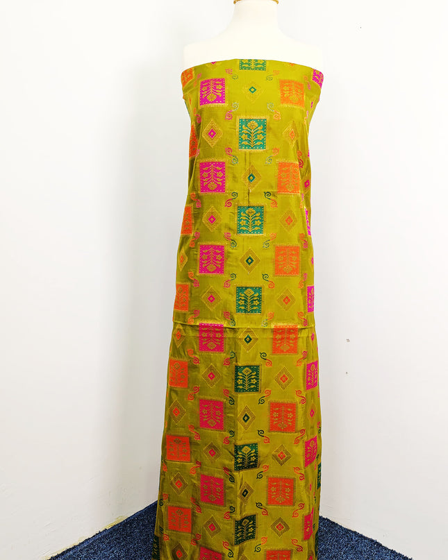 Embroidered Indian Silk with  Jacquard  Work