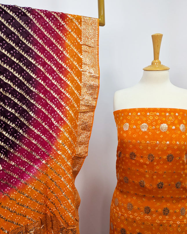 Indian Banarsi + Chunri Work 2pc Suit