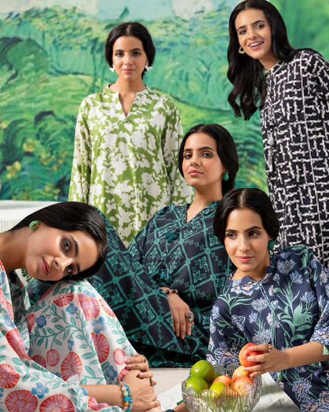Digital Printed Stripe Linen 2PC Unstitched - Zofia Vol -1