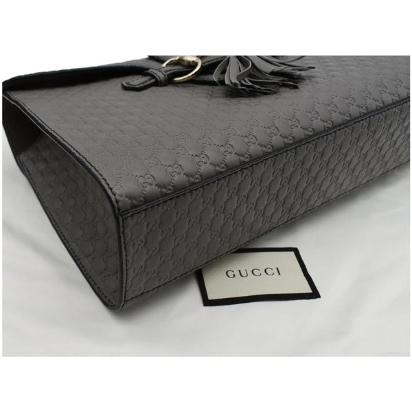 GUCCI Emily Medium GG ssima Leather Chain Shoulder Bag 449635 Gray