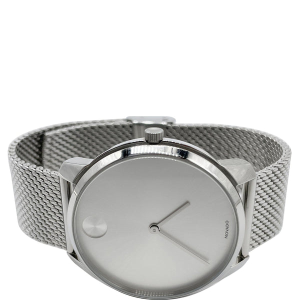 MOVADO Bold Thin Swiss Stain Steel Mesh Band Watch Grey Dial 42MM