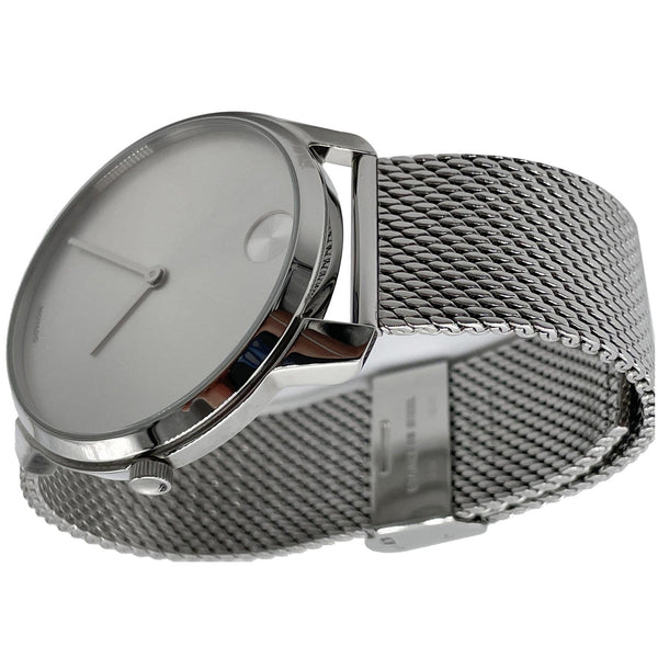 MOVADO Bold Thin Swiss Stain Steel Mesh Band Watch Grey Dial 42MM